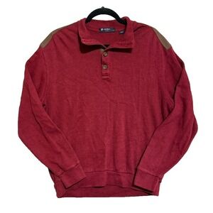 Cremieux Classics Men's 1/4 Button Pullover Sweater Red Casual Layering LARGE